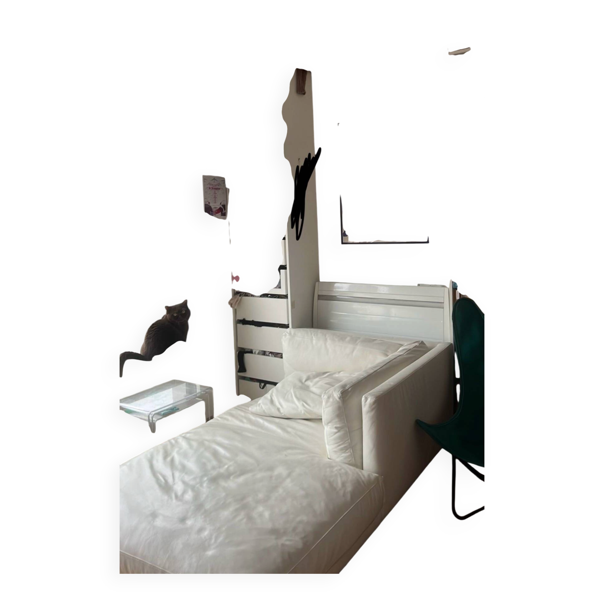 Méridienne Habitat blanche – 175 × 100 cm – excellent confort