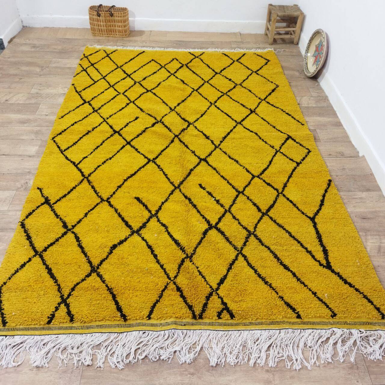 Handmade wool Berber rug 300x190 cm