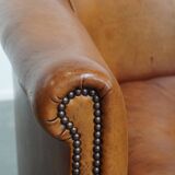 Set of 2 sheepskin leather club chairs