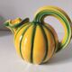 Vintage yellow and green earthenware melon-shaped pitcher – 1950s