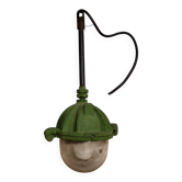 Old industrial cast iron lamp – workshop/factory light – glass
