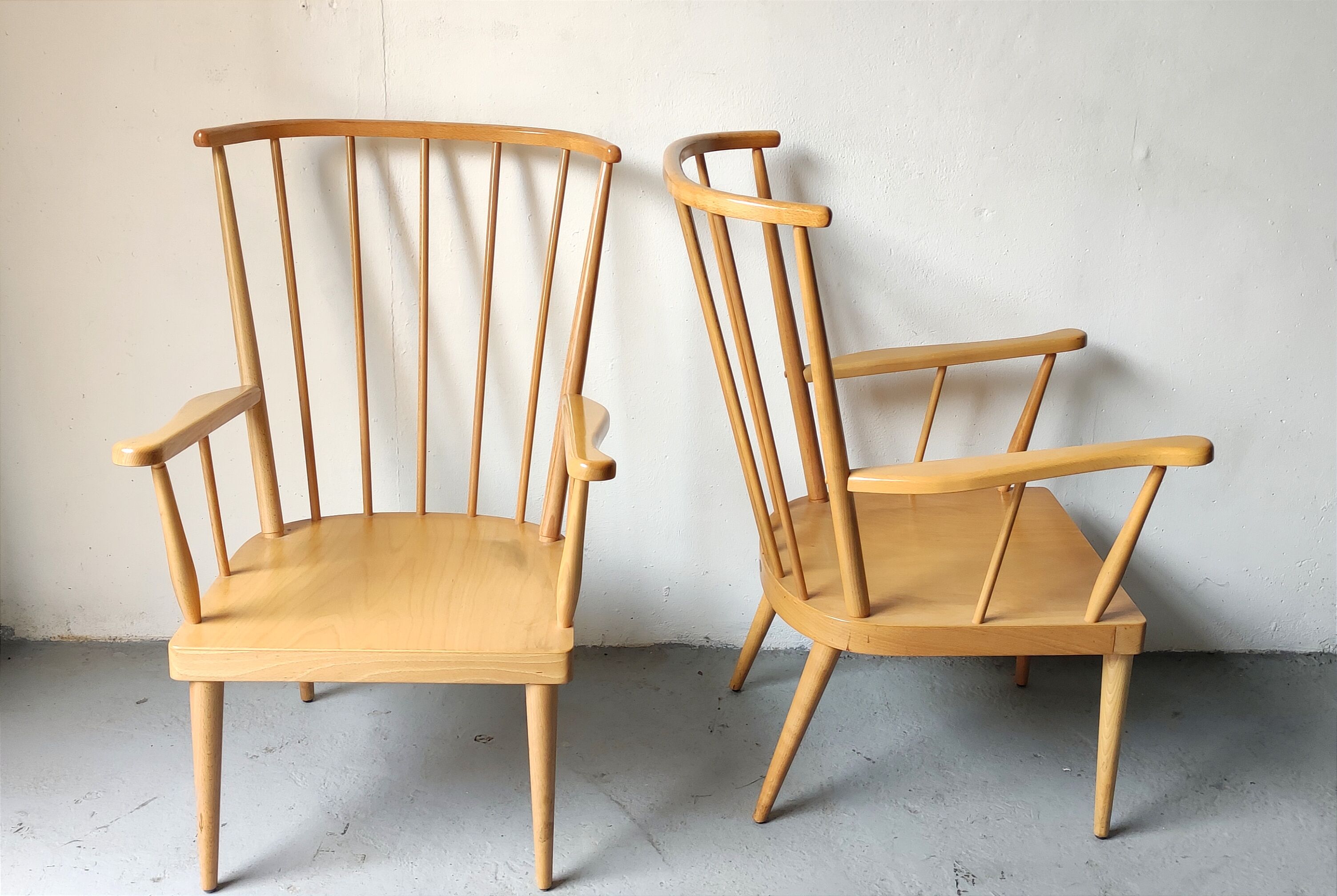 Pair of Baumann fan armchairs