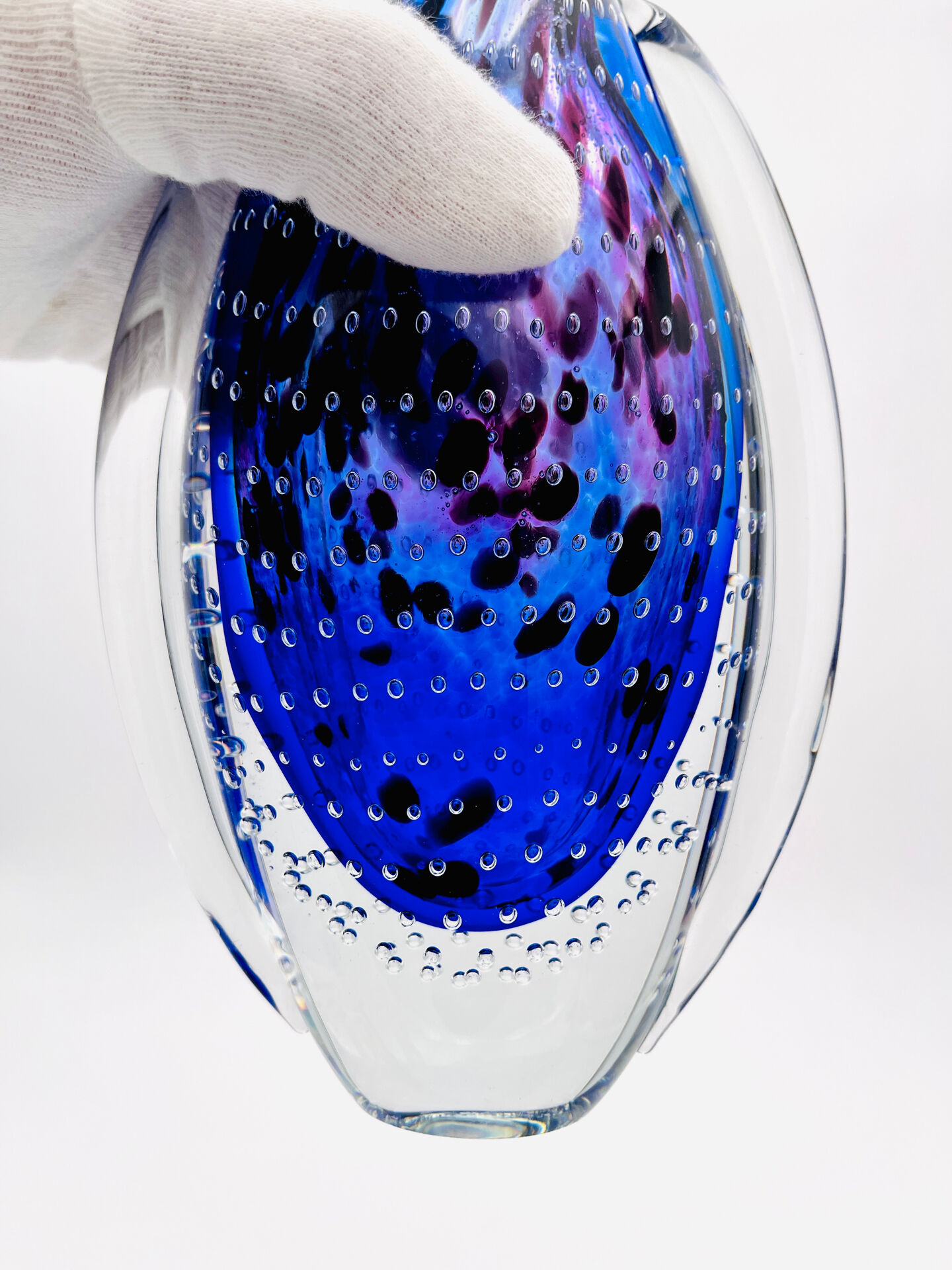 Murano Vase Sommerso Bullicante Cobalt Blue 1960s