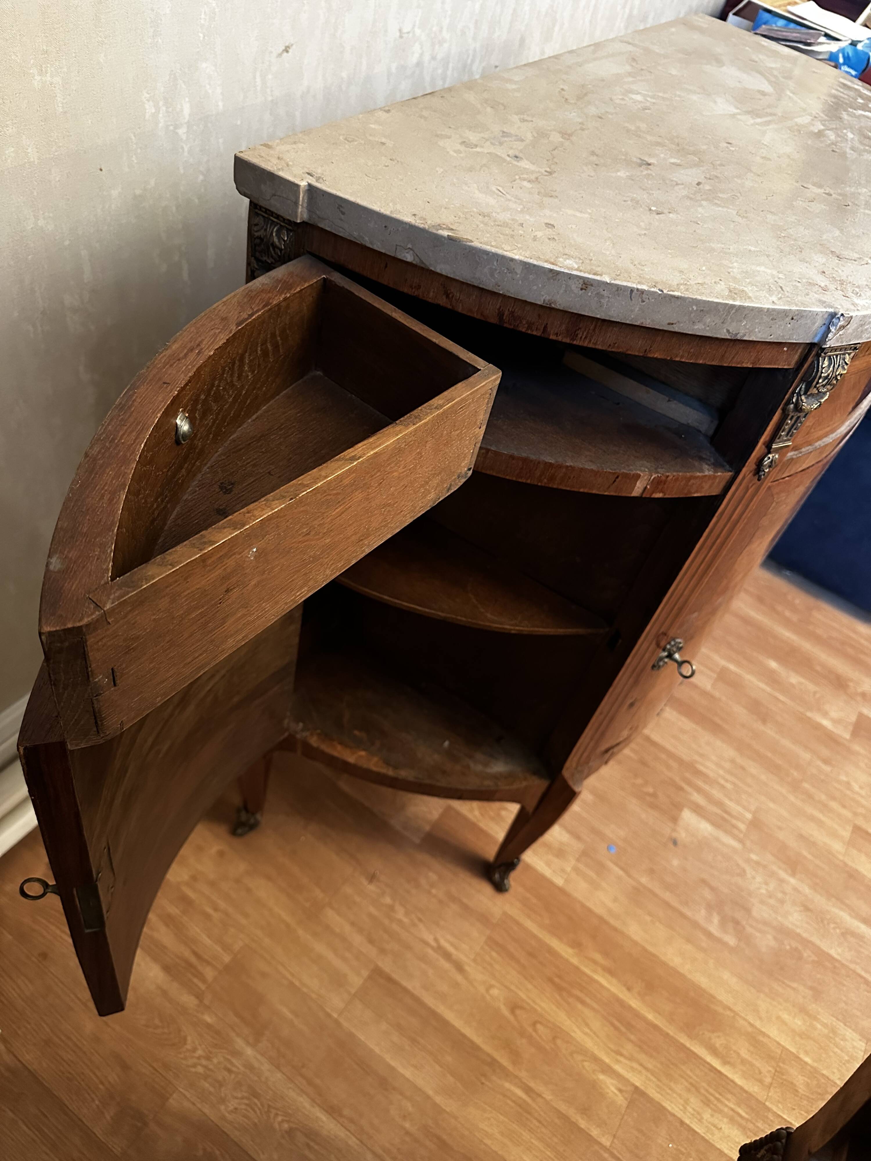 Louis XVI Style Half-Moon Chest of Drawers with Marquetry