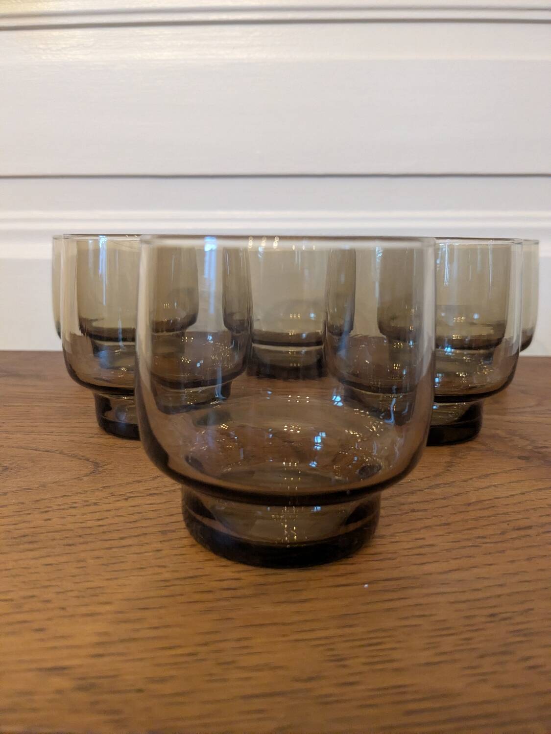 6 smoked glass water glasses