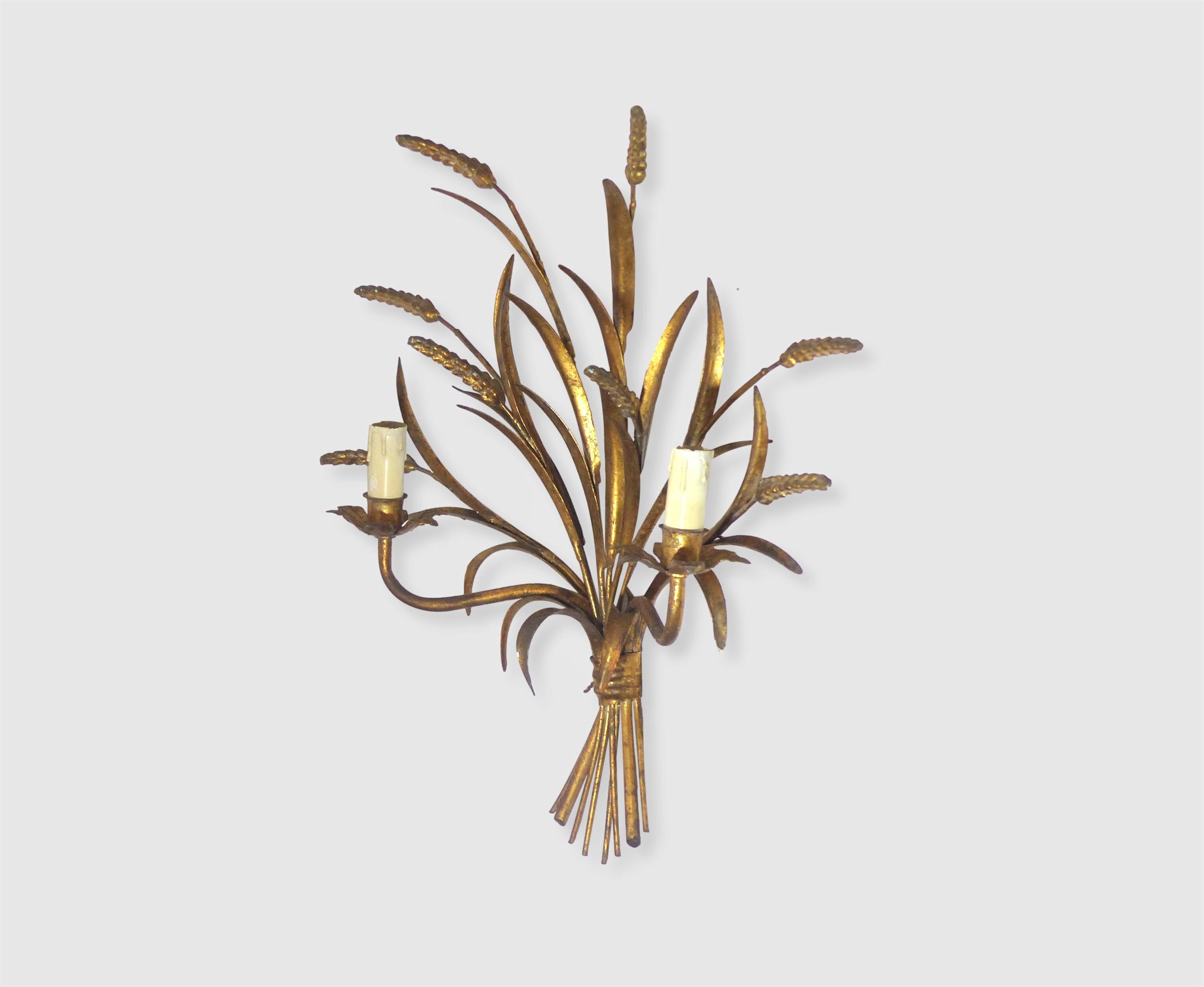Pair of wall lamps sheaves of golden wheat