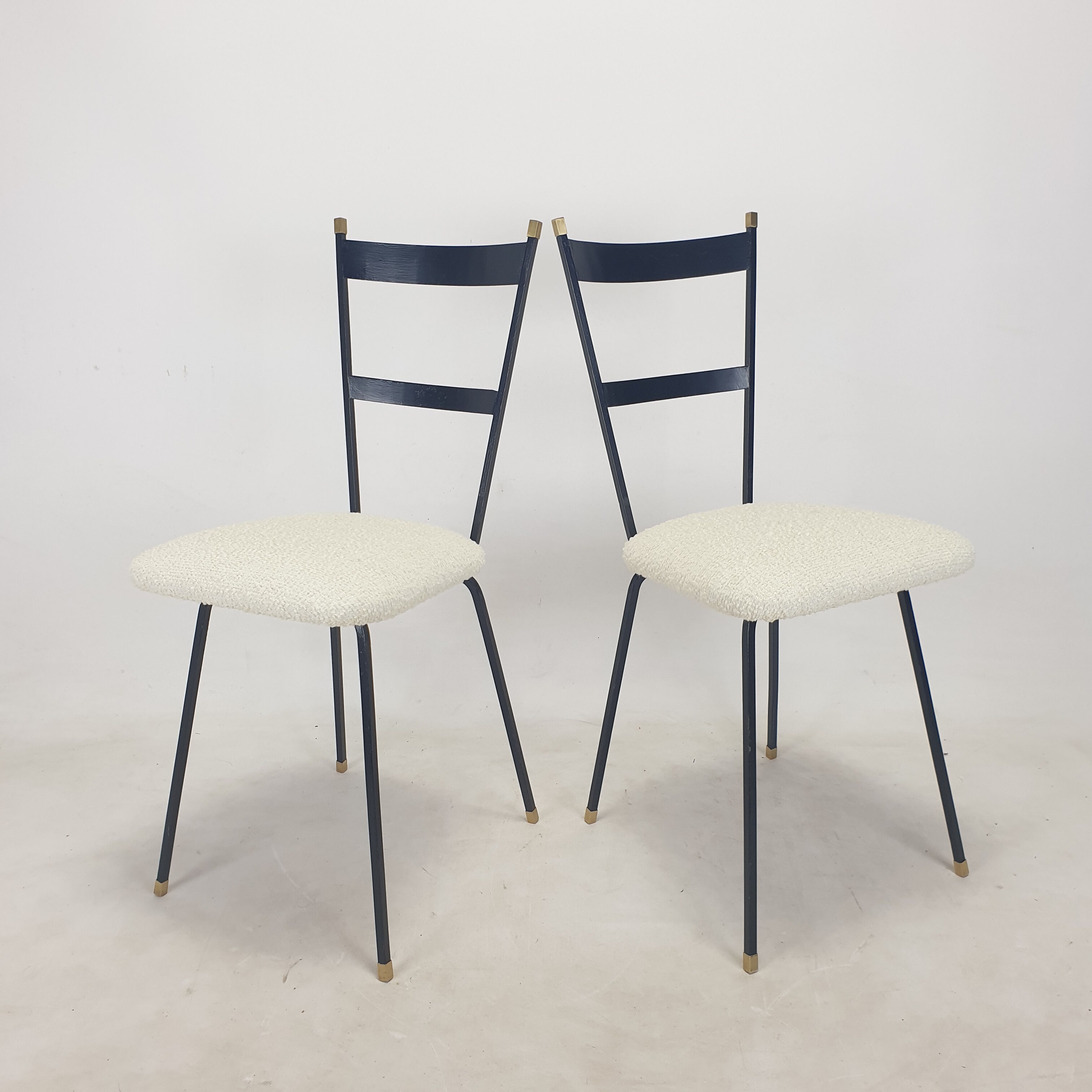 Set of 2 Italian Metal and Brass Chairs, 1960's