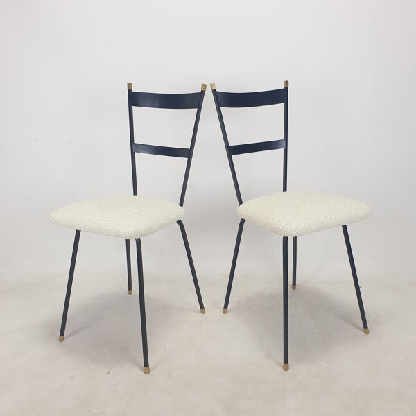 Ensemble de 2 chaises italiennes en métal et laiton années 1960
