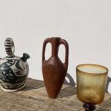 Small wooden amphora sculpture vase