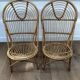 Paire de chauffeuses vintage en rotin 1960