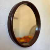 Vintage chocolate plastic round mirror 1970