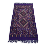 Hand-woven purple margoum rug in natural wool