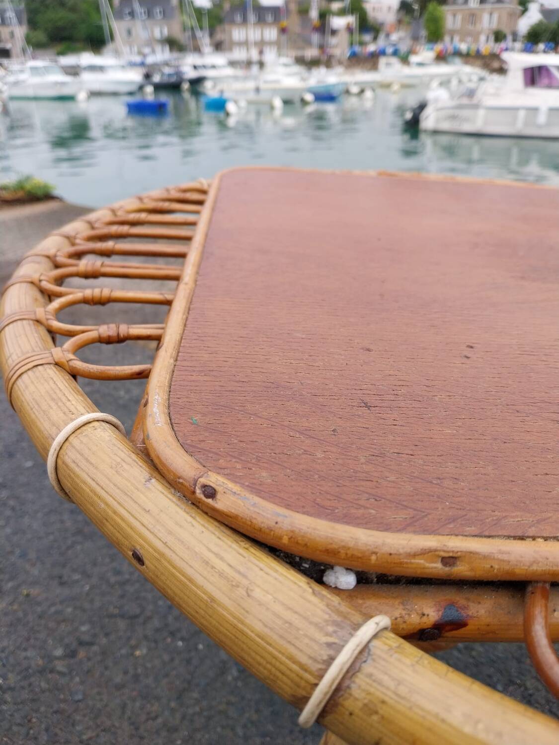 Rattan trampoline coffee table. French work. Circa 1950/60