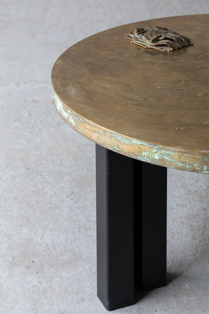 Coffee table in etched brass by Christian Krekels, Belgium, 1990