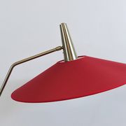 Articulated floor lamp with counterweight mid-century by Rupert Nikoll, nickel, brass.