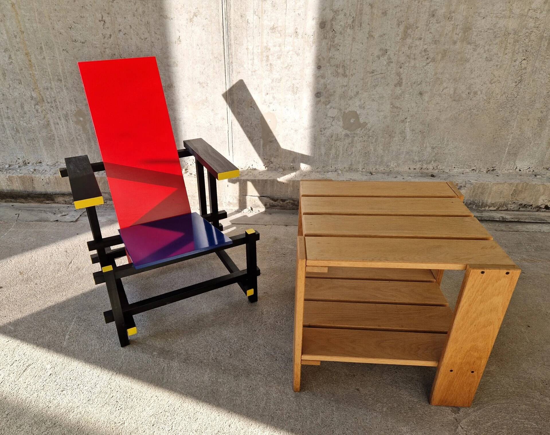 Vintage crate table, 1990s oak