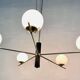 Lampadario con sfere opaline bianche, anni '60