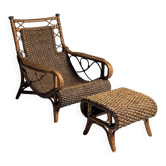 Fauteuil en rotin vintage des années 1950