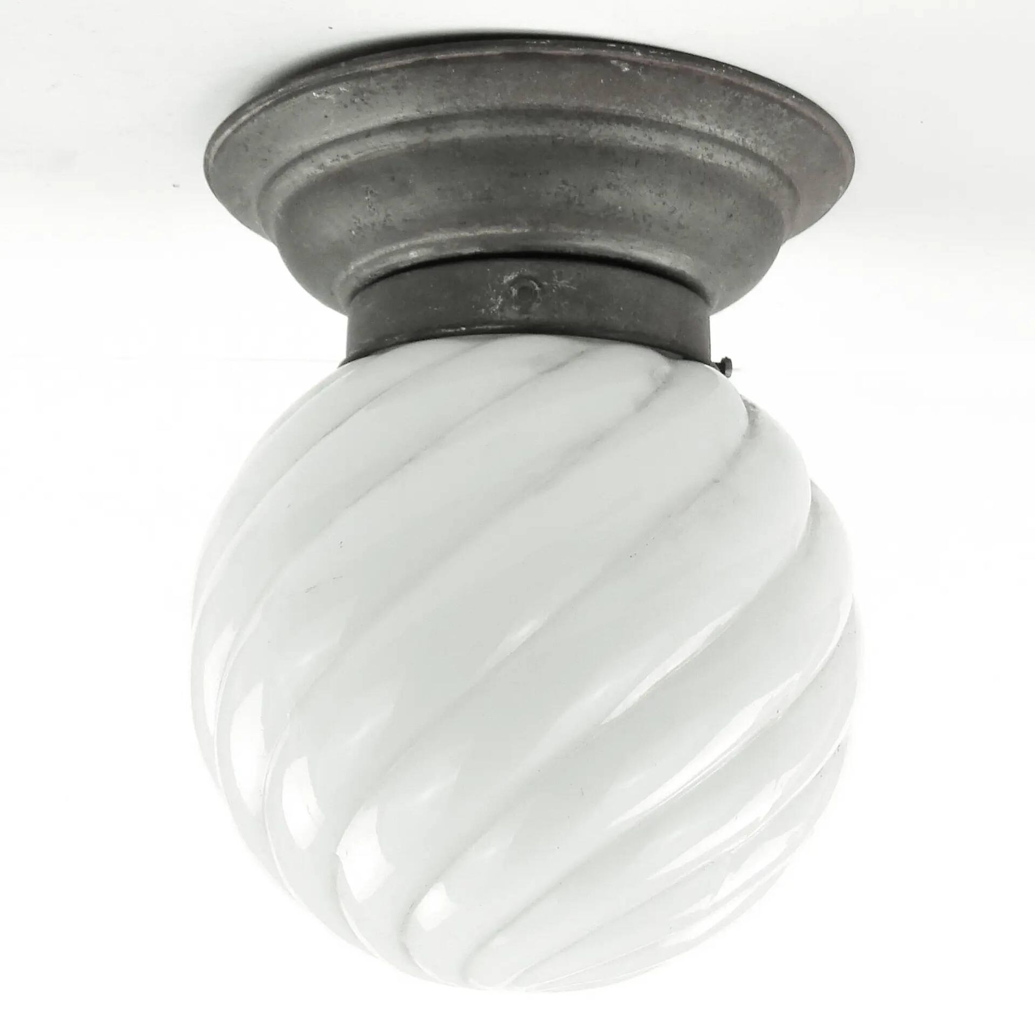 Lampe de plafond Art Déco, verre blanc, Pologne, années 1930