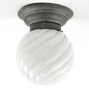 Lampe de plafond Art Déco, verre blanc, Pologne, années 1930