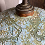 Spherical ceramic lamp with bark texture