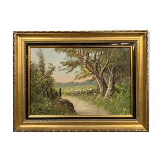 Huile sur toile par louis andrey, école de barbizon