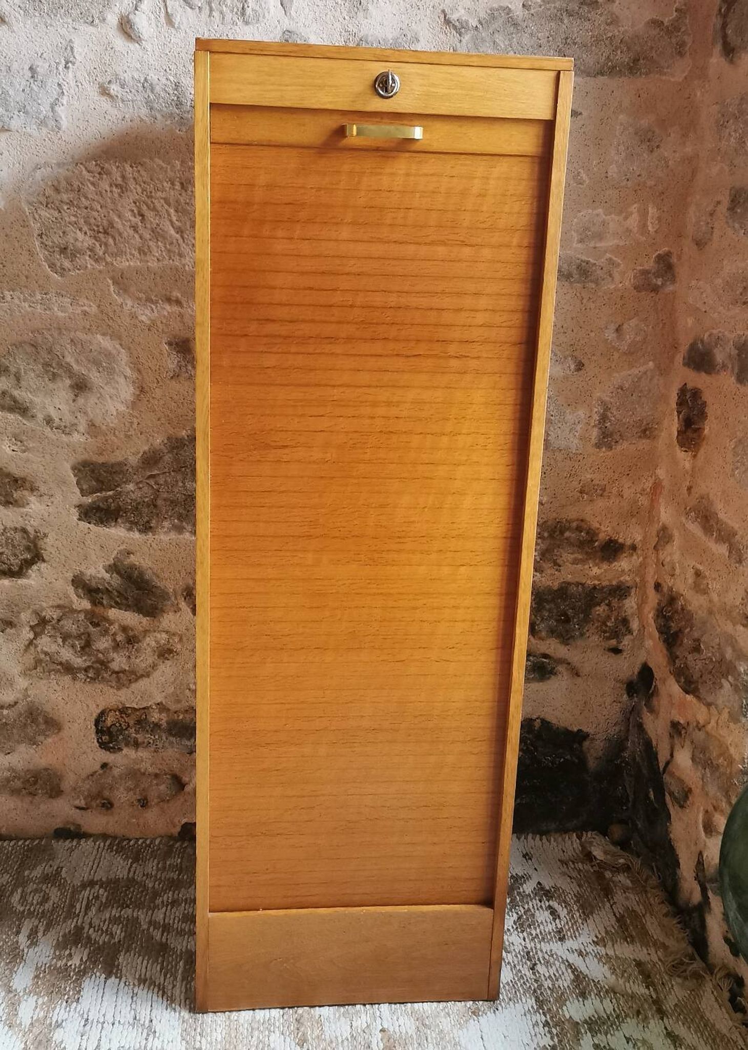 Vintage office furniture, filing cabinet with curtains, 1960s