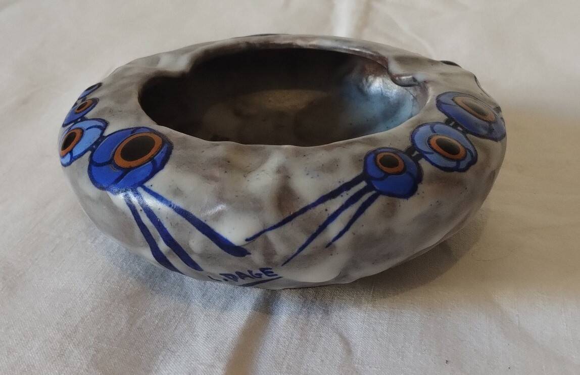 Antique ceramic ashtray by "Louis Dage"