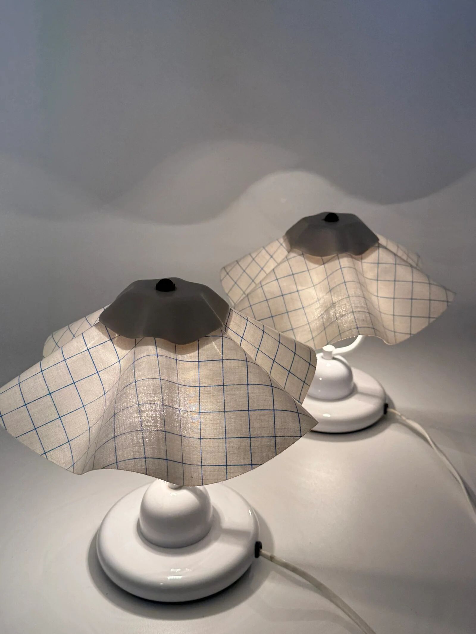 Pair of table lamps with pleated shades – 1980s