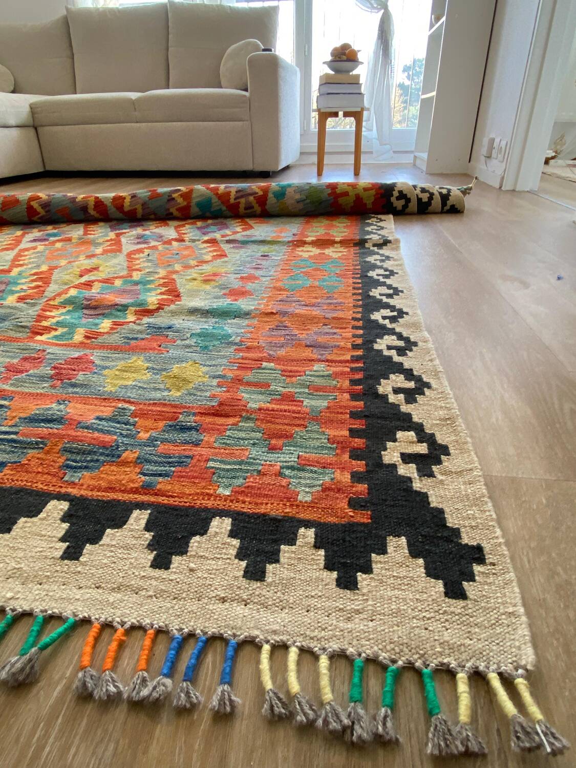 Grand Kilim Afghan en Laine – 292×206 cm