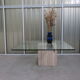 70s travertine and brass coffee table