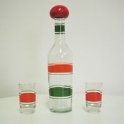 Liquor bottle and glasses, 1960s, set of 6