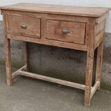 Deep console in old wood with two drawers