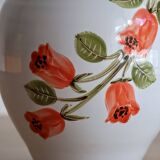 Vase à fleurs décor fleurs oranges numéroté