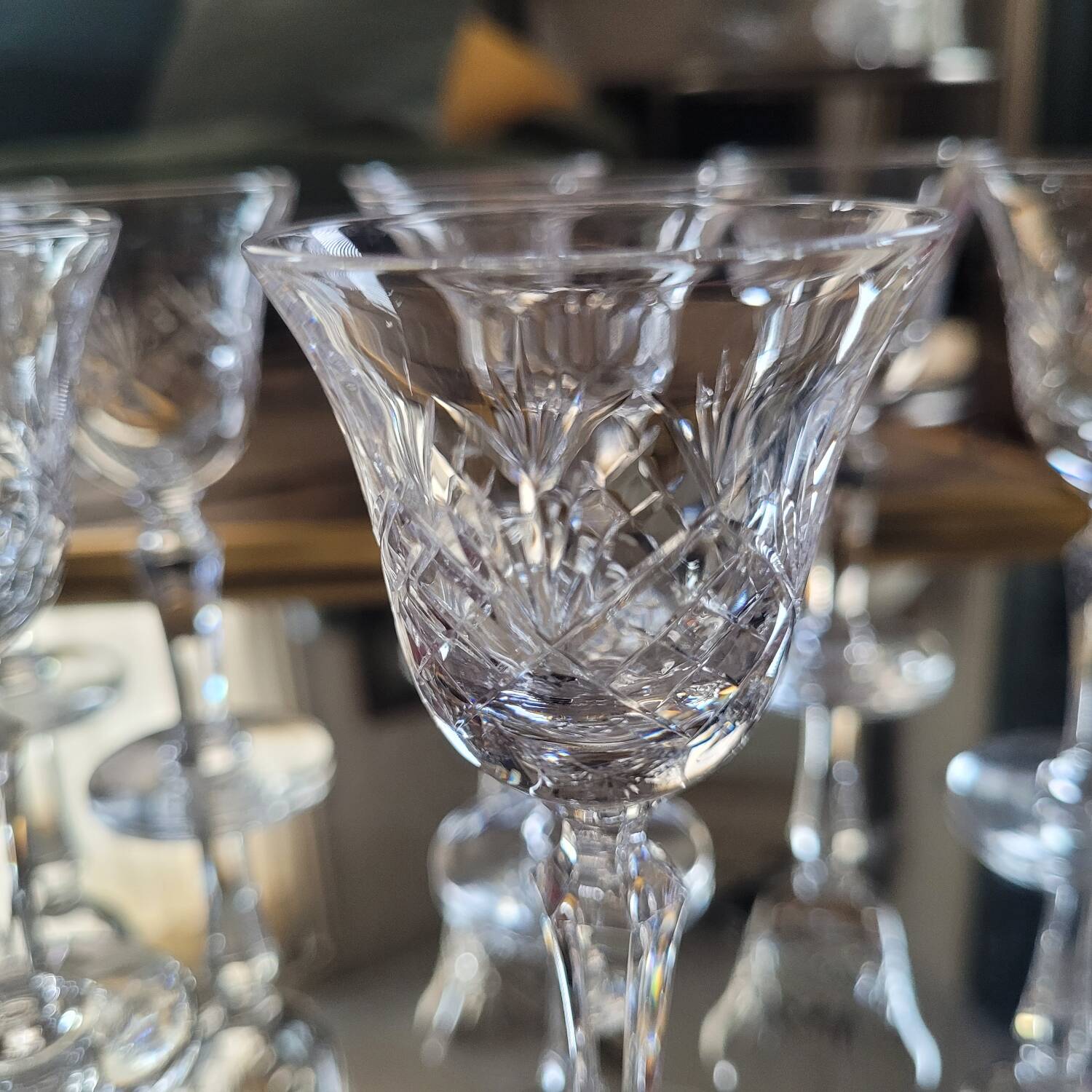 12 antique cut glass glasses – classic style – 50s/60s