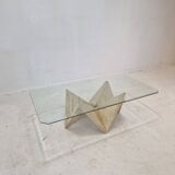Table Basse Italienne en Travertin, 1980s