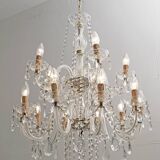 Maria Theresa Mid-Century Modern Italian 15-Light Crystal Chandelier, 1950s