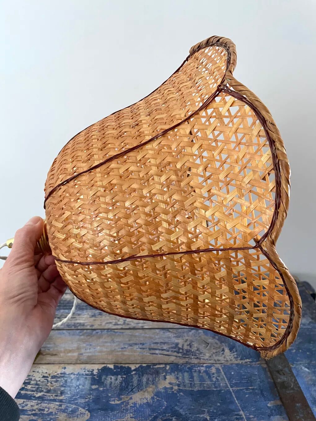 Vintage suspension in electrified braided wicker to nine