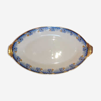 Oval dish with handles. Porcelain. France.Art Deco period.