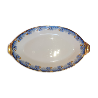 Oval dish with handles. Porcelain. France.Art Deco period.