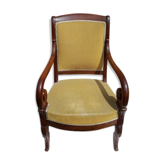 Mahogany butt armchair and mahogany veneer XIX th