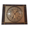 Horloge pendule formica façon bois jaz chocolat années 70