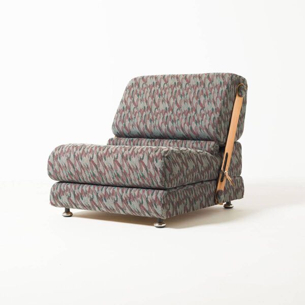 Chaise pliante modulaire, ancienne Tchécoslovaquie en tissu et cuir, années 1970