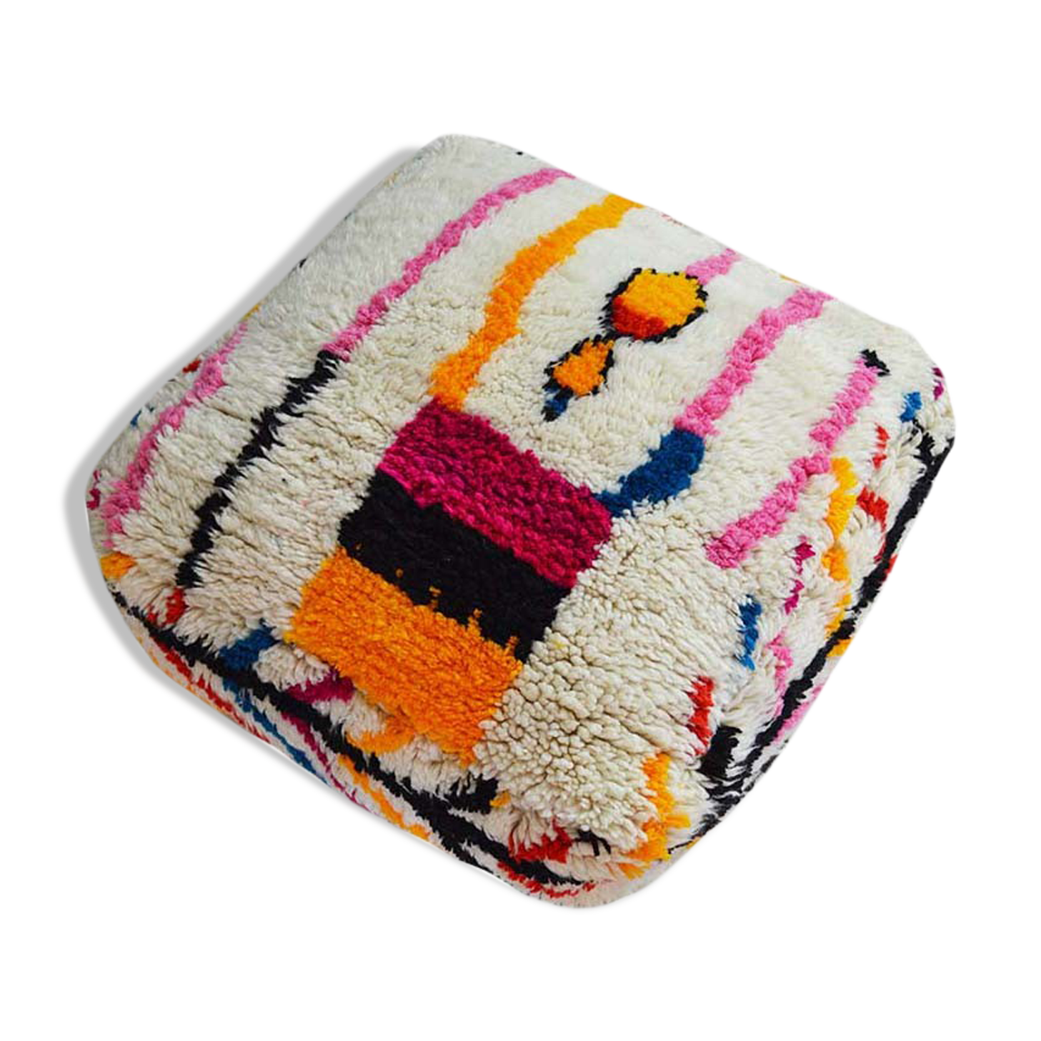 Colorful berber beery poufs azilal 60 x 60 x 20 cm