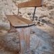 Vintage French wooden bench from the 1920s – Solid beech bench with backrest.