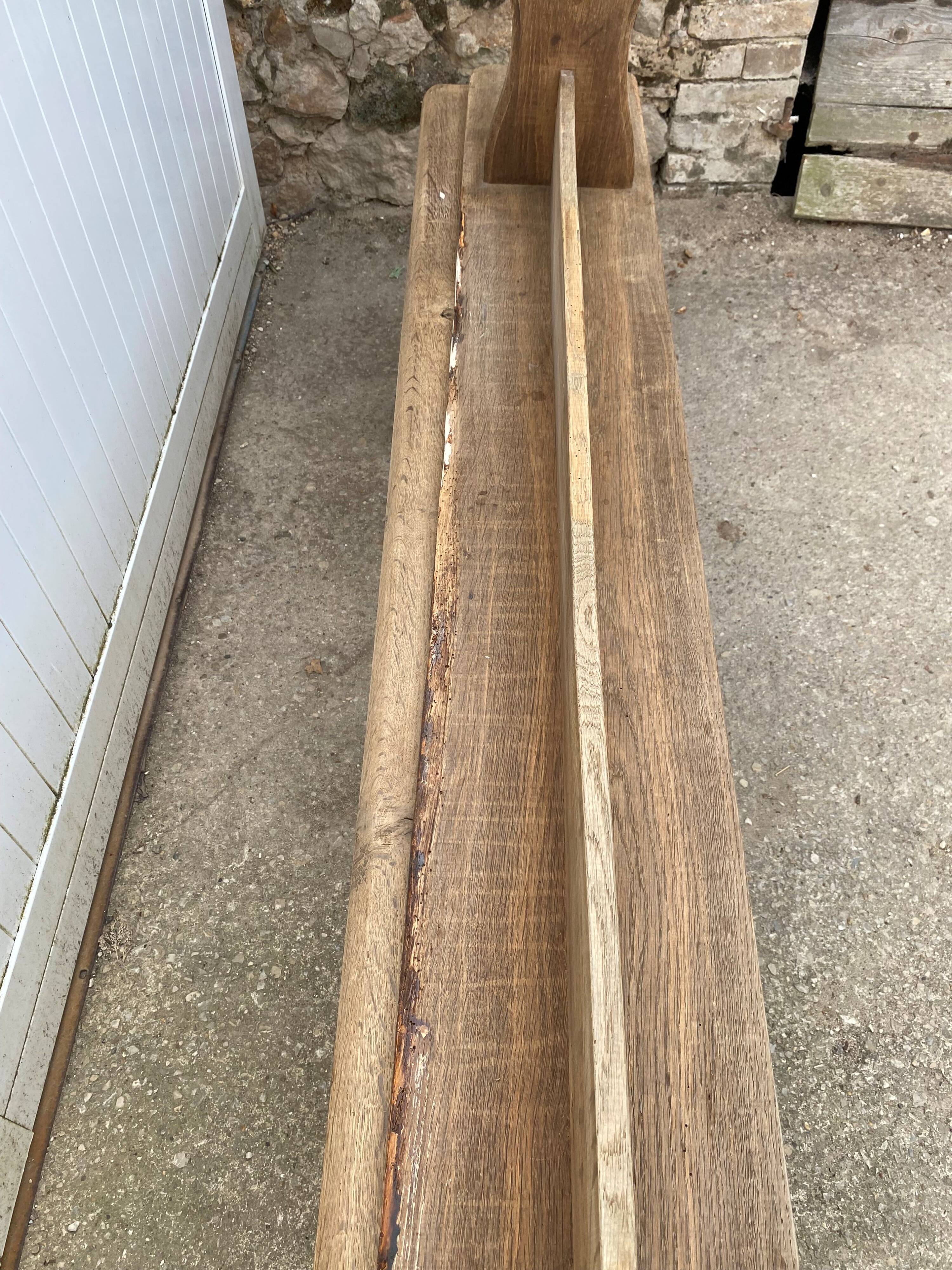 Pair of solid oak wood farmhouse benches 250cm rustic 1900