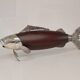 Italian Tre Spade Fish Shaped Rose Wood & Silverplate Pepper Mill or Grinde