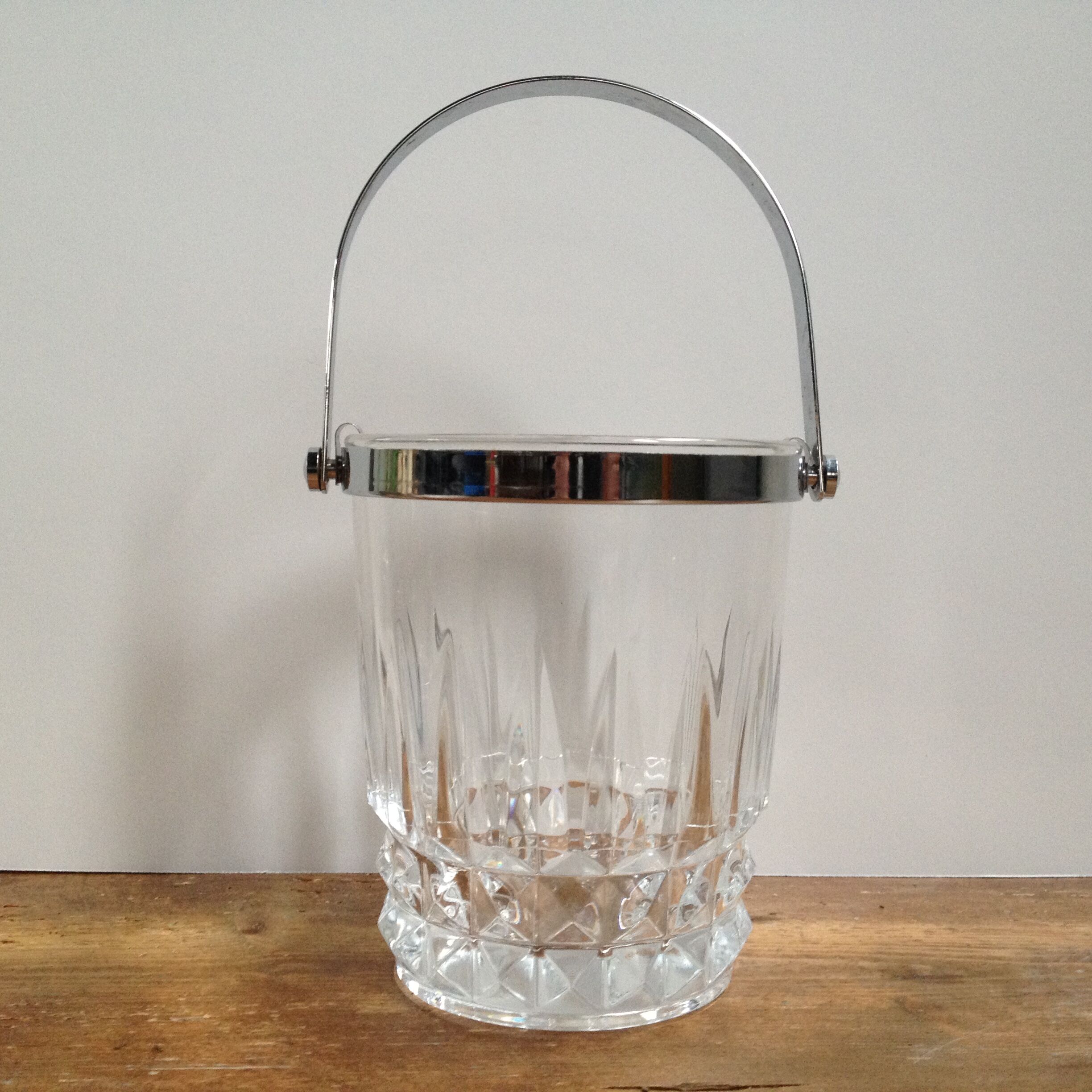 Vintage crystal and chrome ice bucket