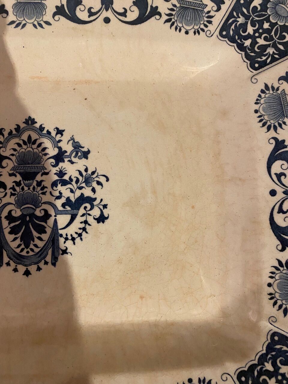 Rectangular dish, Manufacture de Gien, model Carré Bleu