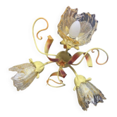 Antique wall light fixture ceiling lamp florentine bouquet floral design 1970